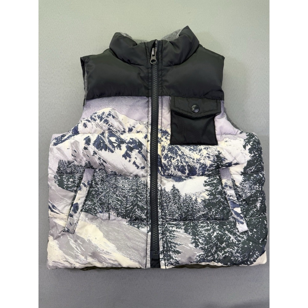 Baby Gap Puffer Vest Snow Mountain Scene Full Zip Size 3 Years‎